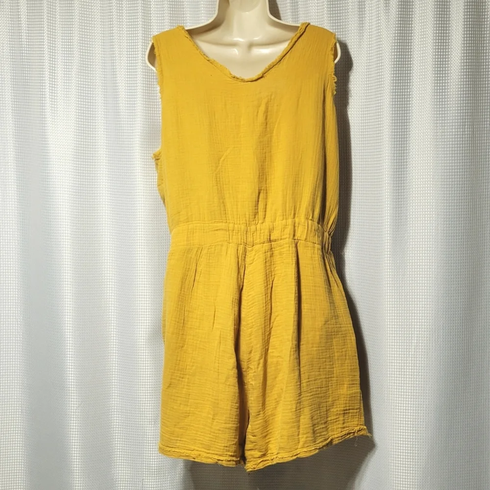 CATO 100% Cotton Mustard Yellow Summer Romper Women's (14/16W)